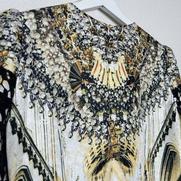 Caizih Juang Roman City Black Sequin Houndstooth Lace Jewel Print Dress 13 - Picture 10 of 12